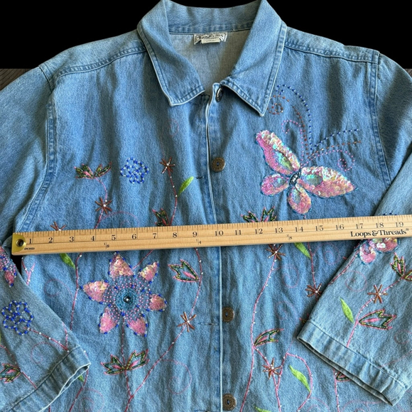 Tantrums Vintage Embellished Denim Jacket Women’s Medium – Sequin & Beaded - Picture 5 of 9